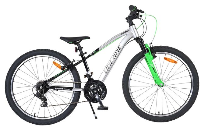 Volare Boost Kinderfiets 24 inch Jongensfiets Zilver Groen 21 Versnellingen