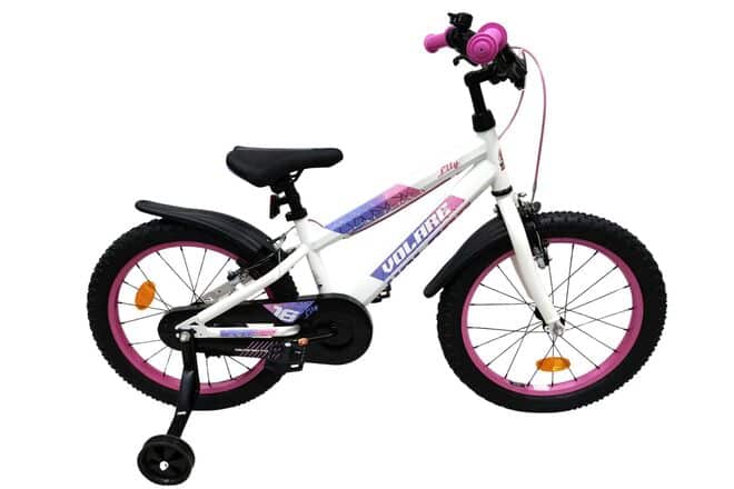 Volare Lily Kinderfiets 18 inch Meisjesfiets Wit Roze Paars Twee Handremmen