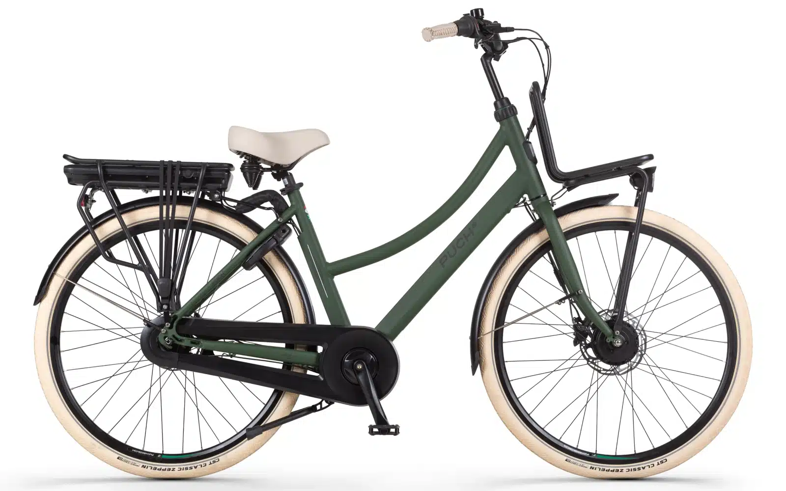 Puch E-Rock N7 Damesfiets Military Green Matt 55 cm